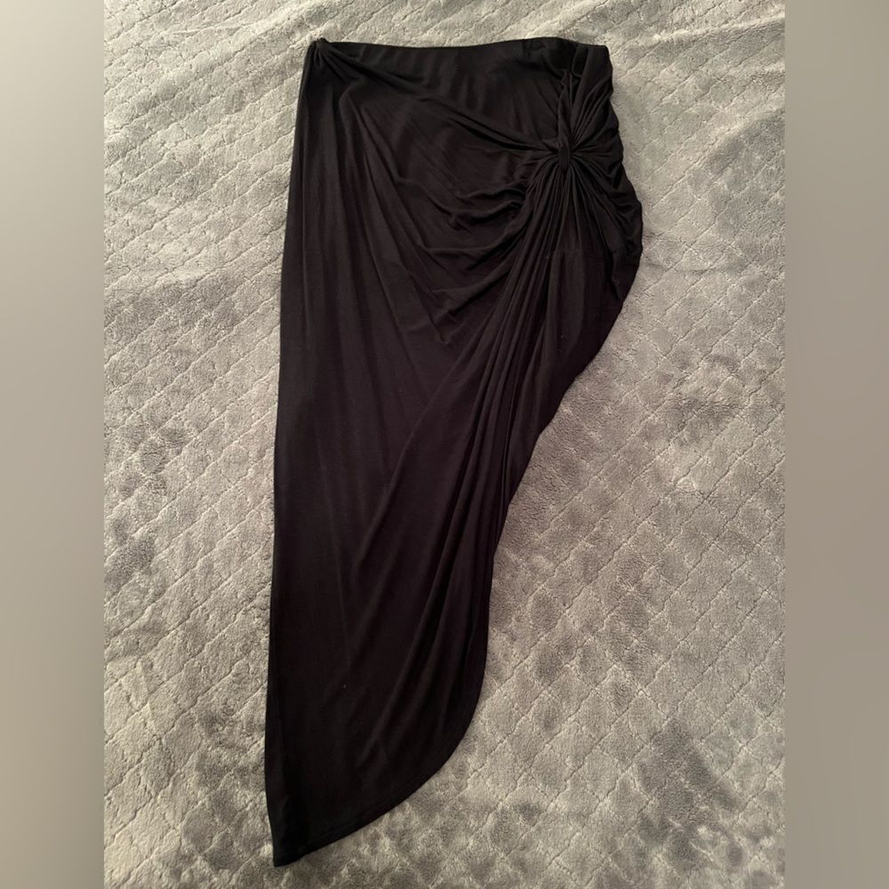Charlotte Russe Asymmetrical Hem Ruched Black Skirt